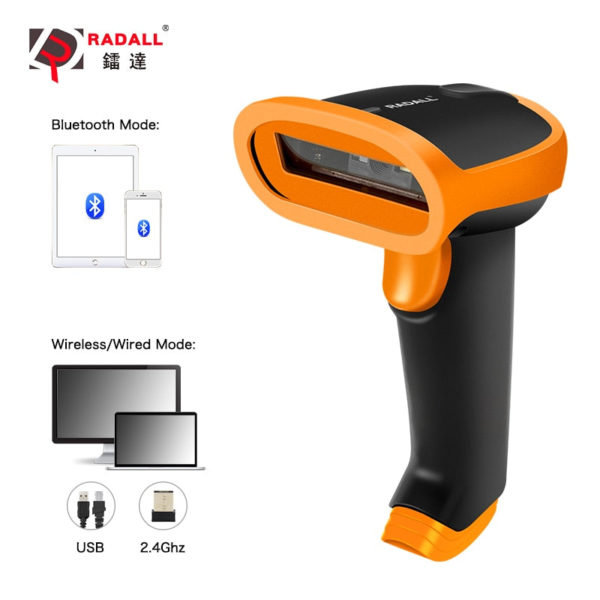 RADALL Wireless Barcode Scanner Wired Bar Code Scanner  1D/2D QR Code Barcode Reader for Inventory POS Terminal Wireless Scanner